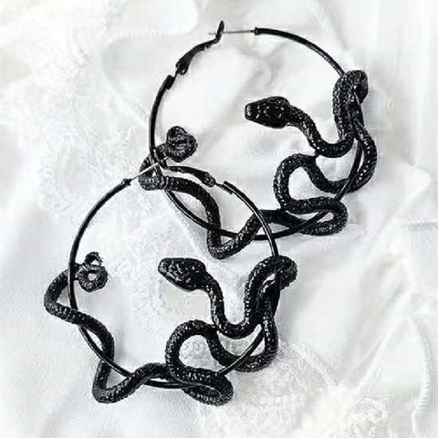 Goth Snake Hoop Earrings