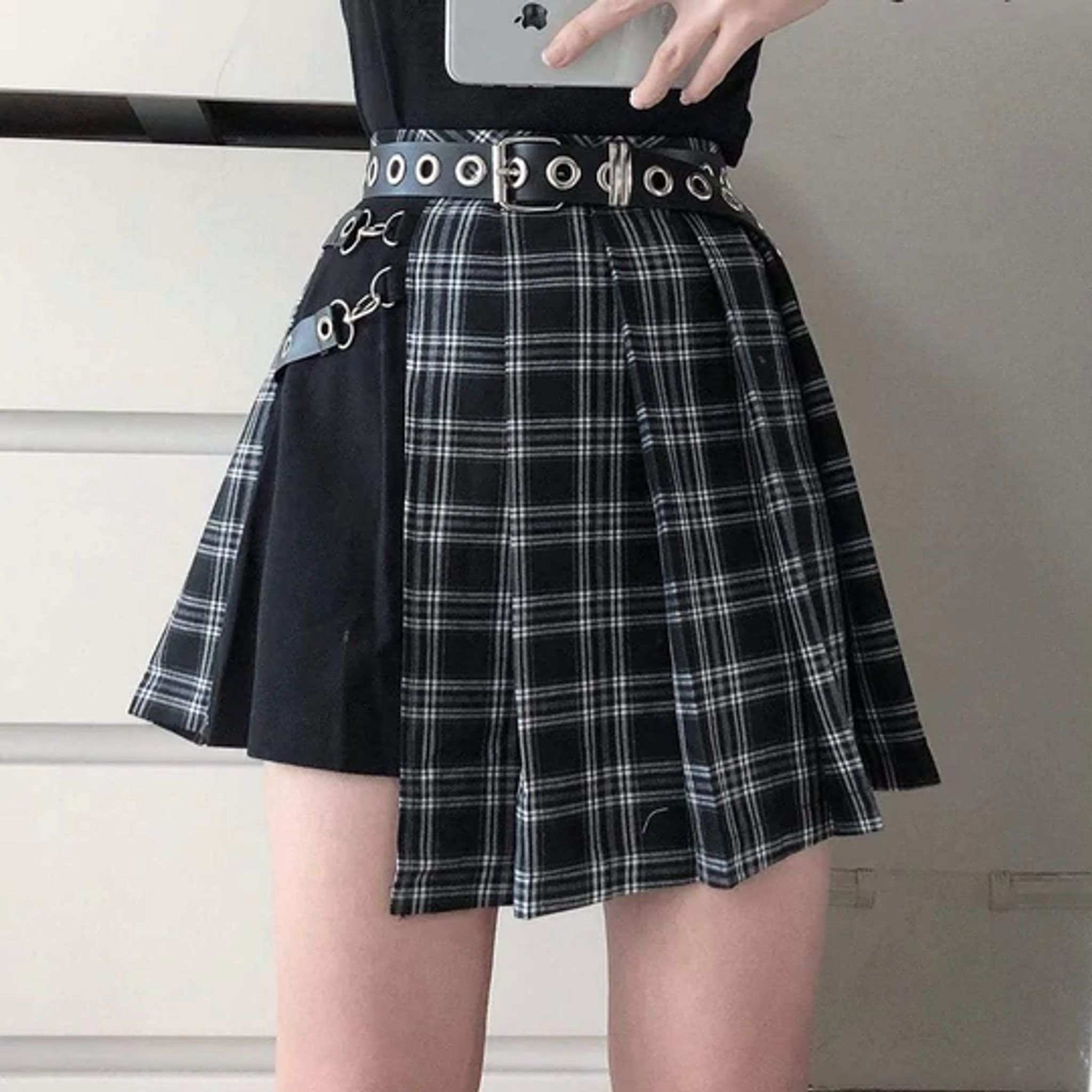 Drezden Goth Tartan Pleated Punk Skirt