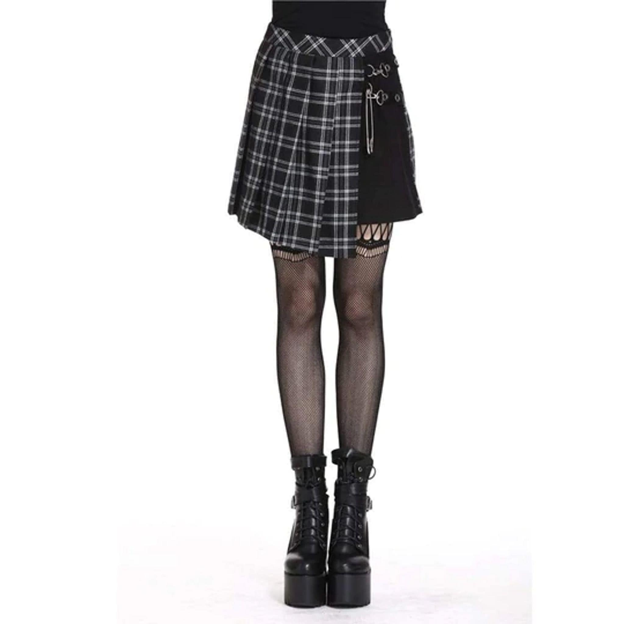 Drezden Goth Tartan Pleated Punk Skirt