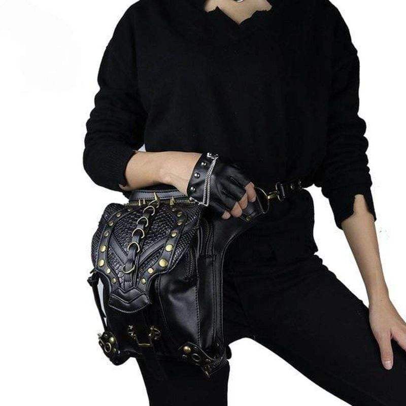Drezden Goth Black Steampunk Waist Bag