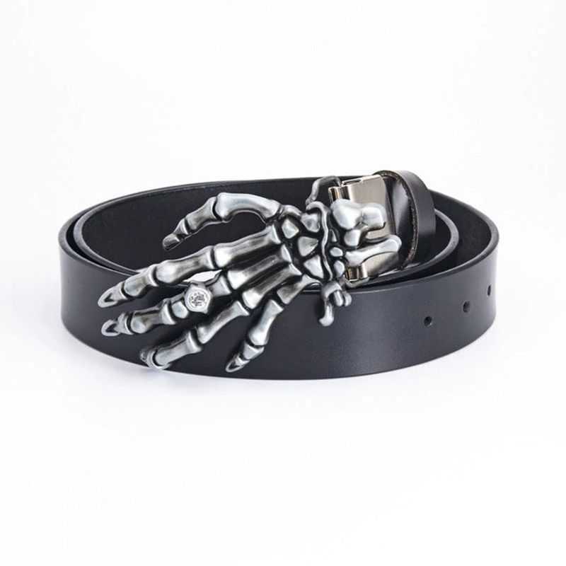 Drezden Goth Skeleton Hand Faux Leather Belt