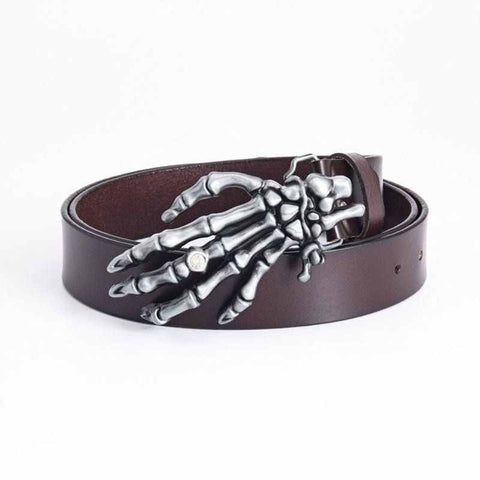 Drezden Goth Skeleton Hand Faux Leather Belt