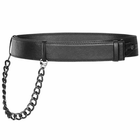 Drezden Goth Women's Gothic Faux Leather Belts With Metal Chain
