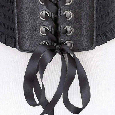 Drezden Goth Women's Punk Bow Tie Lacing Wide Belts