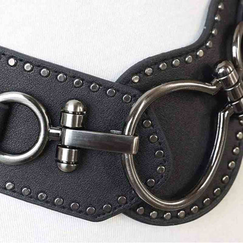 Drezden Goth Women's Punk Rivets Faux Leather Belts