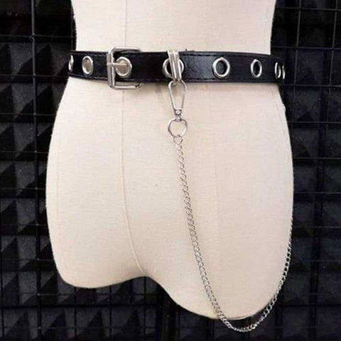 Drezden Goth Women's Punk Waist Belt With Chain