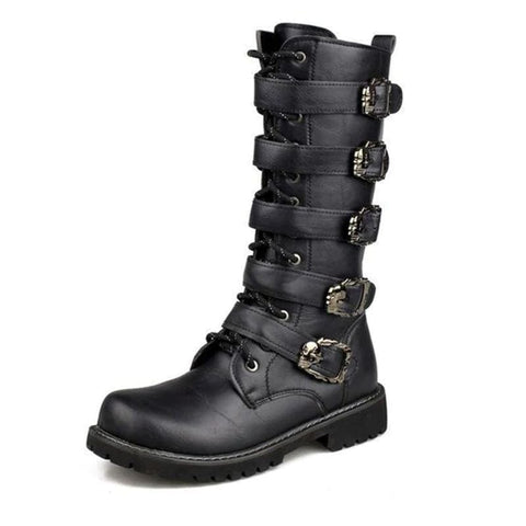 Men's Faux Leather Boots With Adjustable Buckles