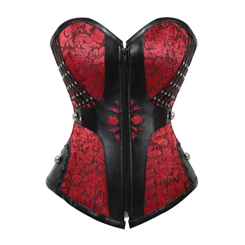 Drezden Red / S Goth Gothic Red & Black Floral Corset