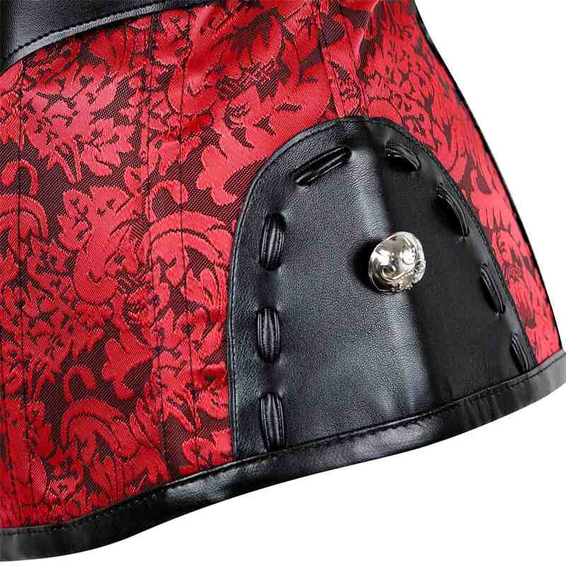 Drezden Goth Gothic Red & Black Floral Corset