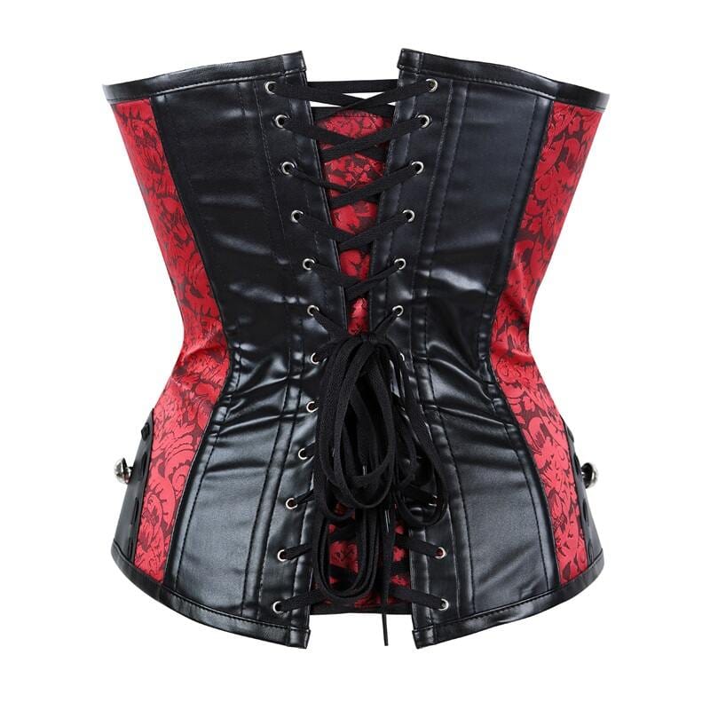Drezden Goth Gothic Red & Black Floral Corset