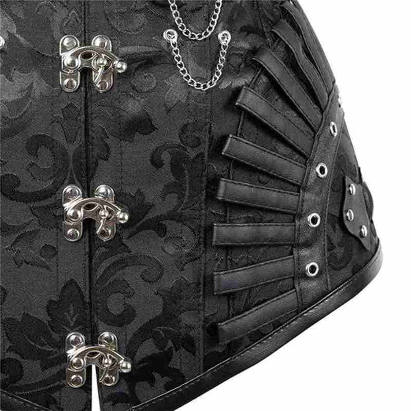 Leather Corset Underbust Black Corset Belt Rave Outfit Faux