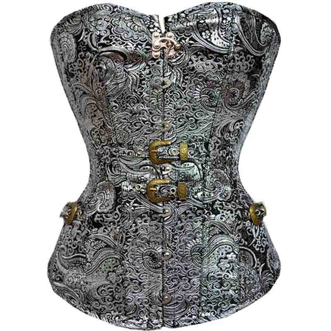 Silver and Black Buckled Corset