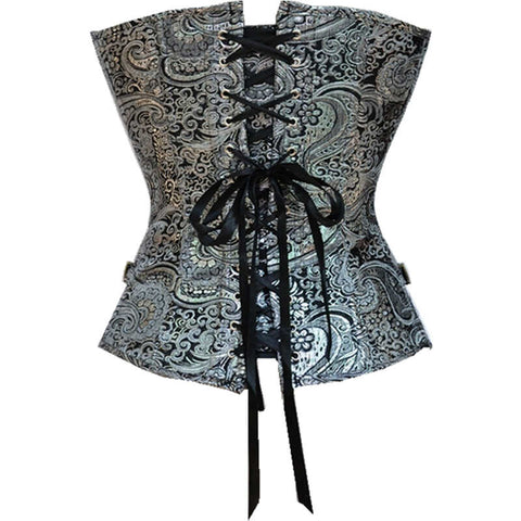 Drezden Goth Silver and Black Buckled Corset