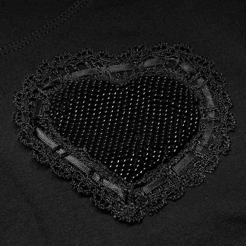 Drezden Goth Women's Punk Love Heart Short Sleeved Crop Top