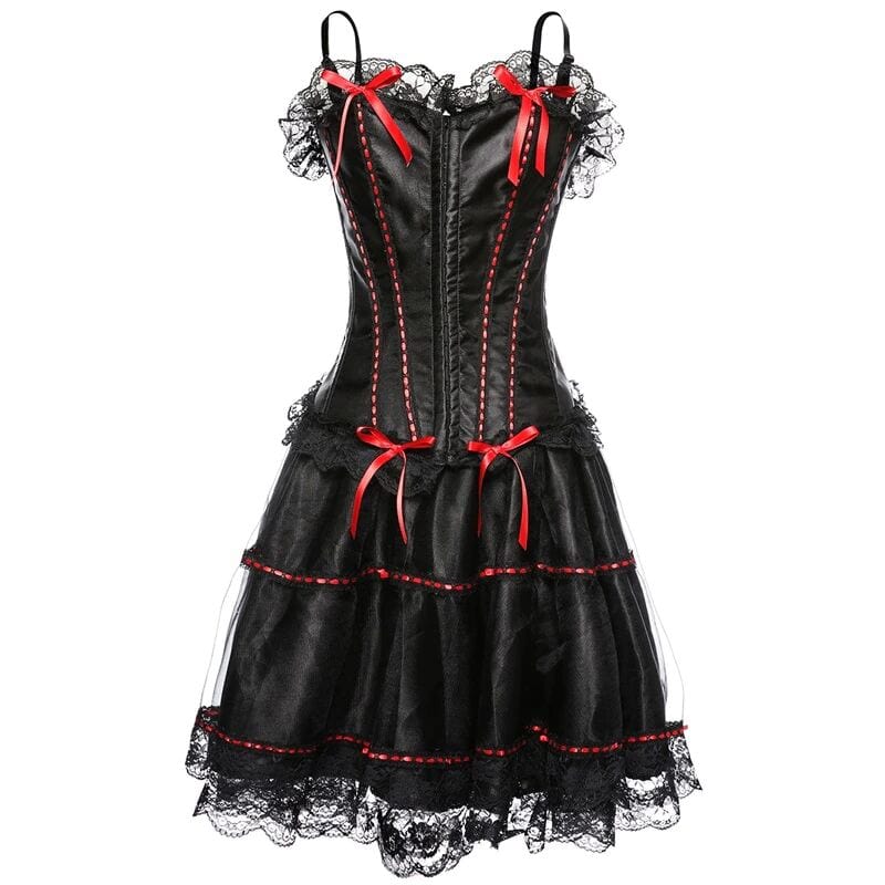 Drezden Black & Red / S Goth Gothic Burlesque Top And Skirt Set