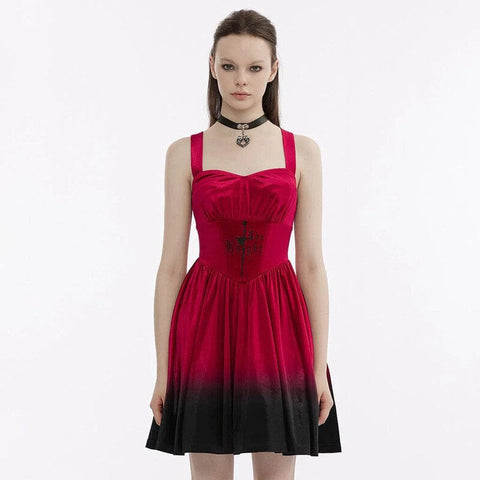 Drezden Goth Women's Gothic Gradient Color Velvet Slip Dress
