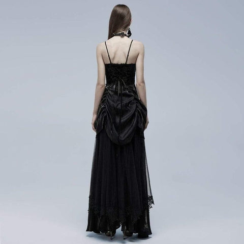 Drezden Goth Women's Gothic Strappy Ruffle Layered Slip Dress