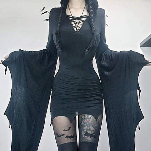 Bat Style Gothic Short Dress