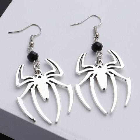 Drezden Goth Black and Silver Spider Earrings