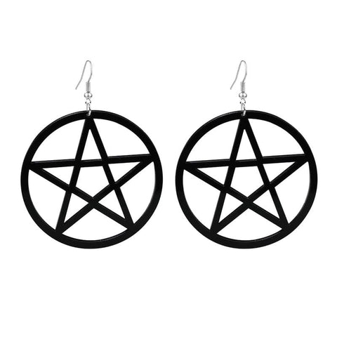 Drezden Goth Gothic Punk Pentagram Earrings
