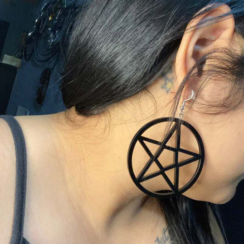 Gothic Punk Pentagram Earrings