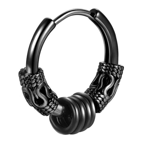 Drezden Black Goth Gothic Stainless Steel Hoop Earrings