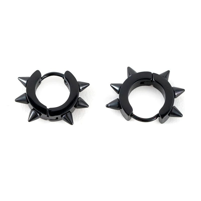 Drezden Black Goth Punk Spike Earrings
