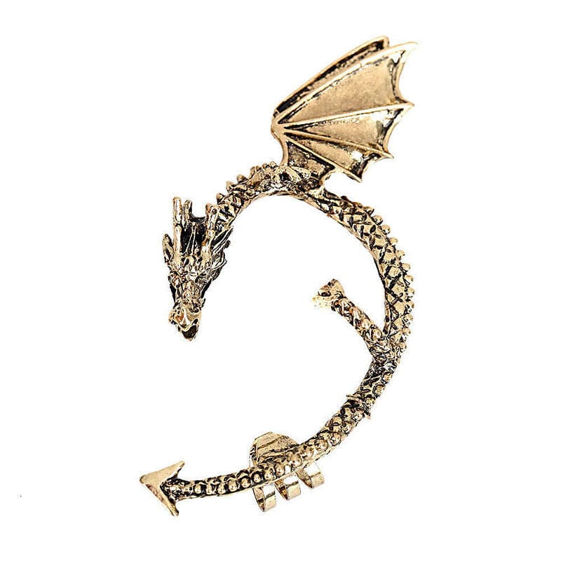 Drezden Dragon Wrap Bronze Goth Vintage Punk Rock Dragon Cuff Earrings (1pcs)