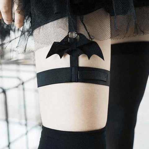 Women's Goth Bat Black Garter