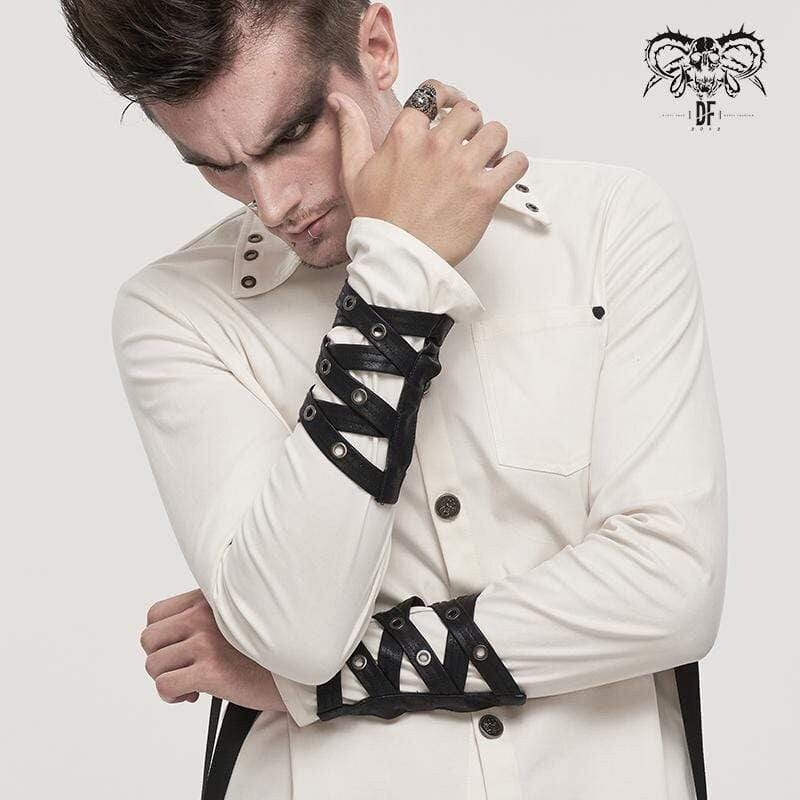 Drezden Goth Men's Gothic Cutout Faux Leather Arm Sleeves