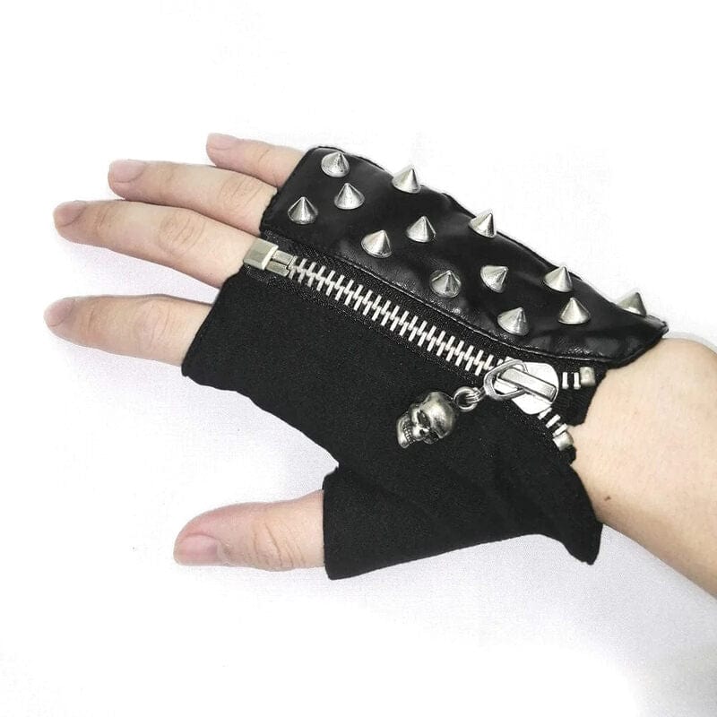 Drezden Goth Men's Punk Skull Rivets Gloves
