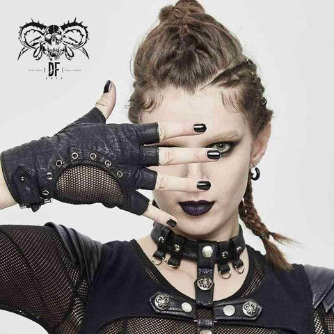 Women's Gothic Eyelets Mesh Spliced Gloves