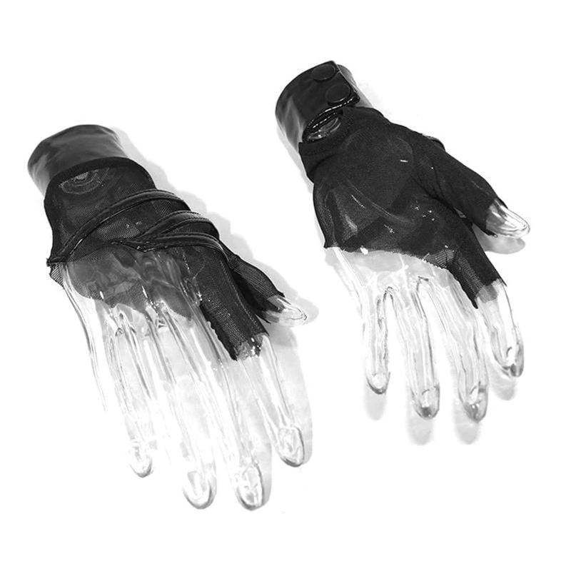 Drezden Goth Women's Gothic Full Mesh PU Irregular Gloves