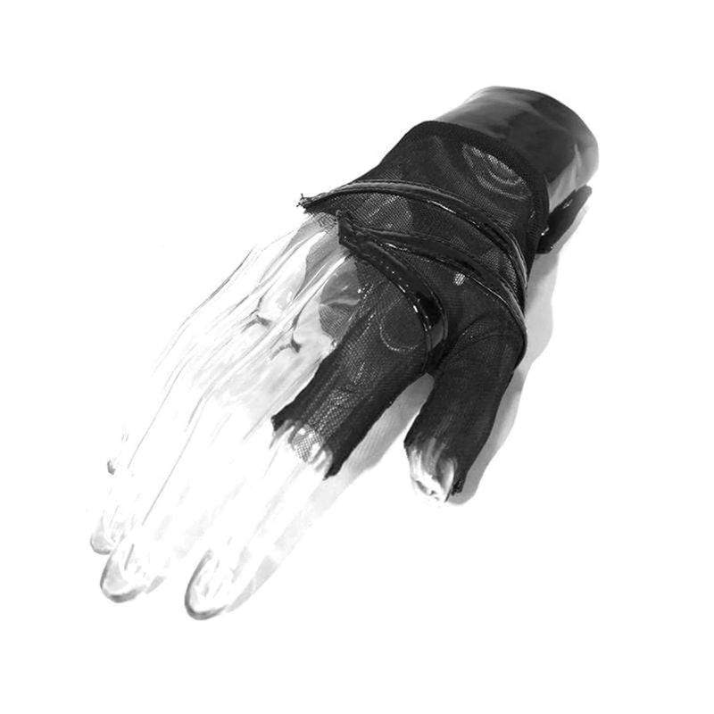 Drezden Goth Women's Gothic Full Mesh PU Irregular Gloves