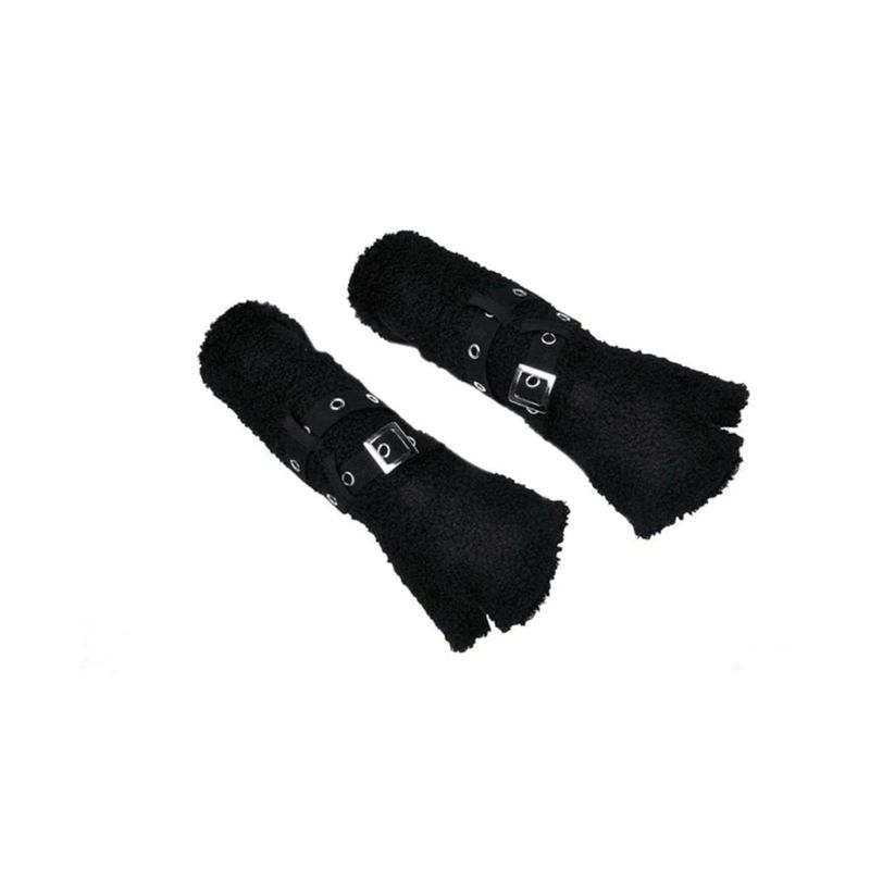 Drezden Goth Women's Punk Buckle Fluffy Cat Claw Gloves
