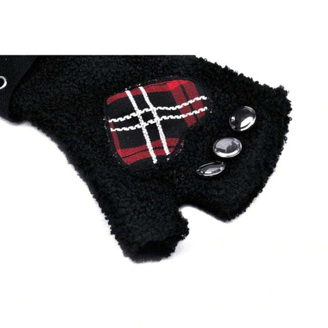 Drezden Goth Women's Punk Buckle Fluffy Cat Claw Gloves