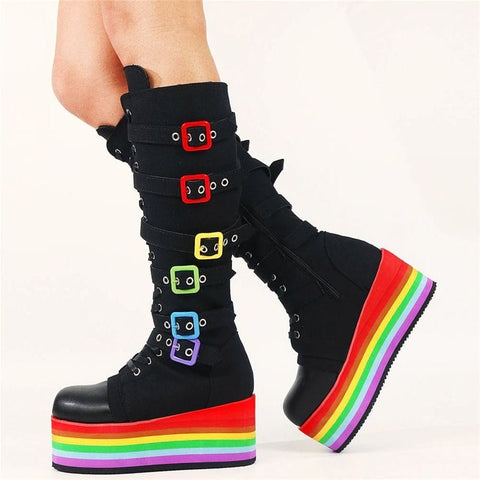 Gothic Rainbow Platform Boots
