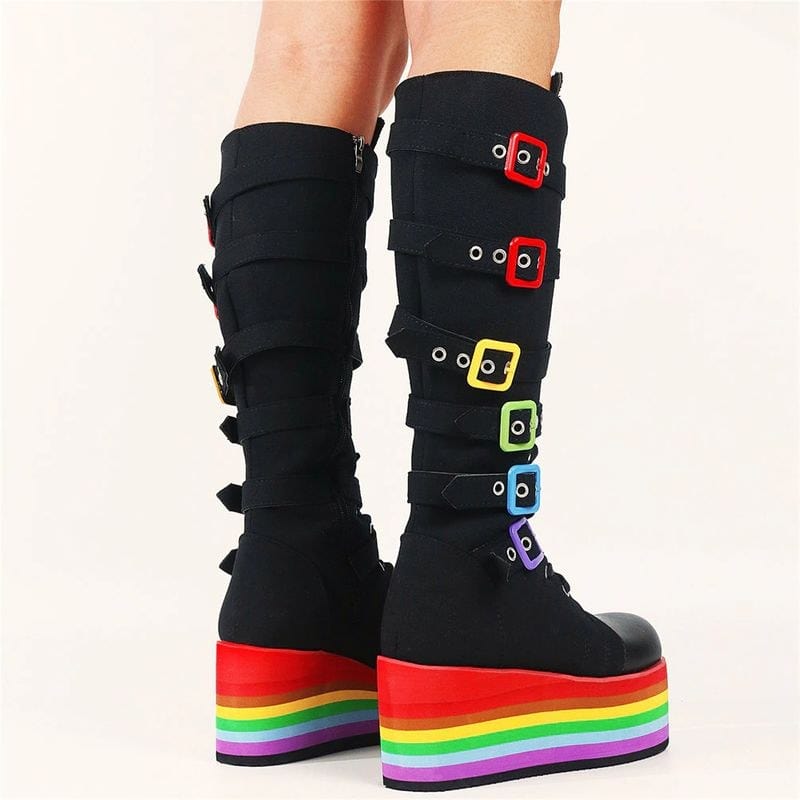 Demonia on sale rainbow boots