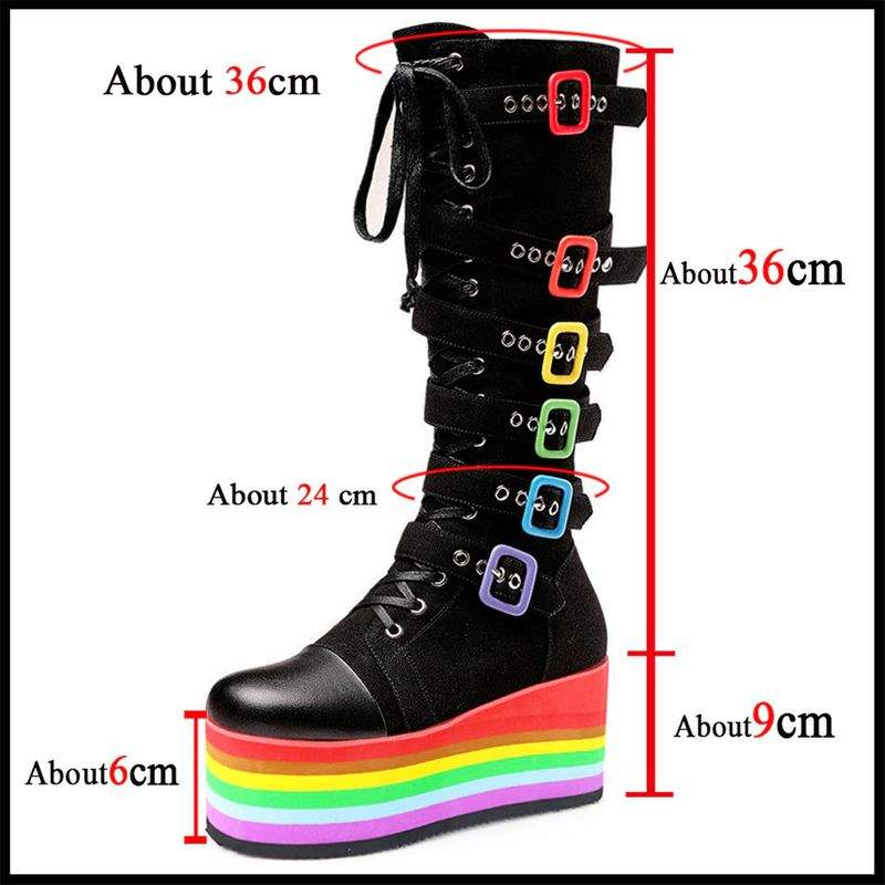 Drezden Goth Gothic Rainbow Platform Boots