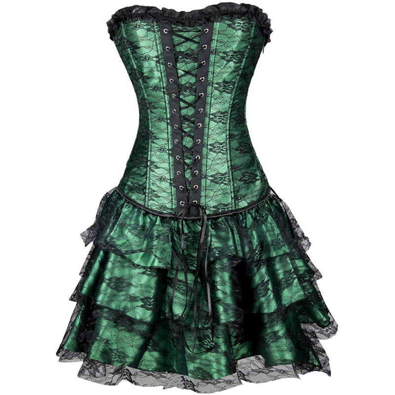 Drezden Goth Gothic Ruffle Dress Green
