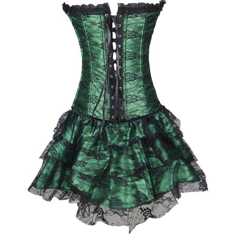 Drezden Goth Gothic Ruffle Dress Green
