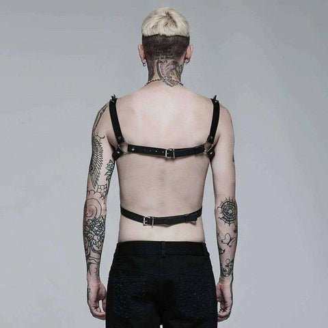 Drezden Goth Men's Punk Rivet Faux Leather Harness