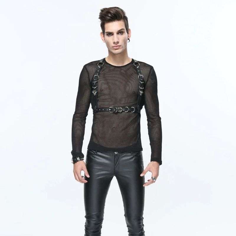 Drezden Goth Men's Punk Strap Faux Leather Body Chest Half Harness