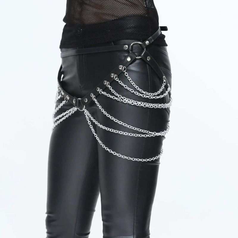 Drezden Goth Punk Chained Faux Leather Adjustable Harness