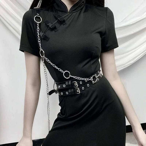 Drezden Goth Women's Punk Shoulder Strap Chains Faux Leather Body Harnesses