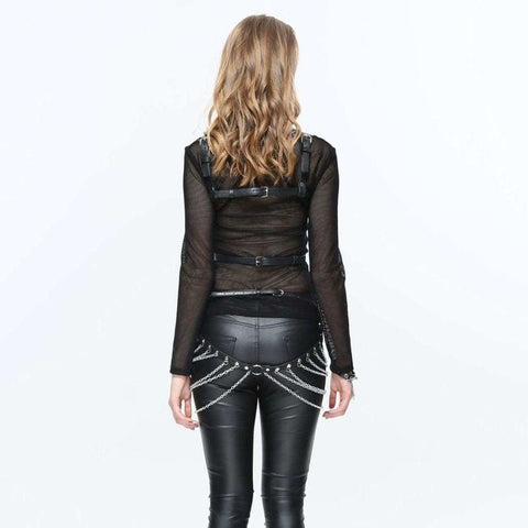 Drezden Goth Women's Punk Star Cross Strap Faux Leather Body Harness