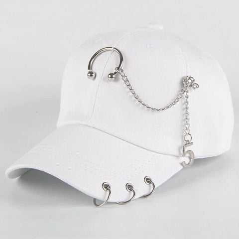 Drezden White Goth Men's Gothic Multi-Chain Piercing Cap