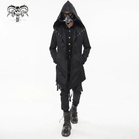 Men's Punk Strappy Swallow-tailed Coat with Hood