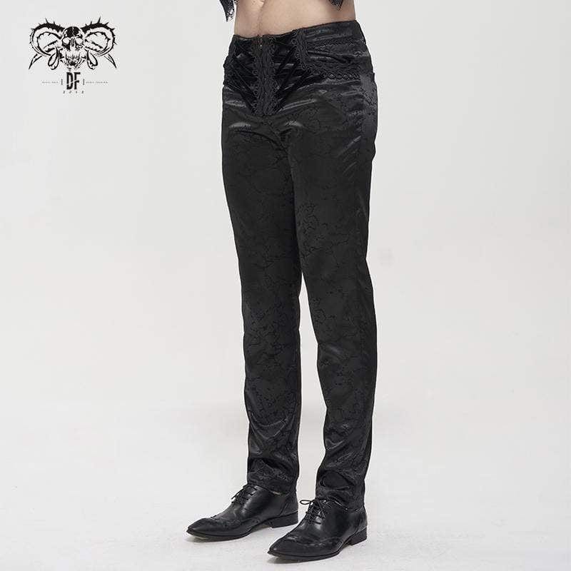 Drezden Goth Men's Gothic Floral Zipper Pants Black