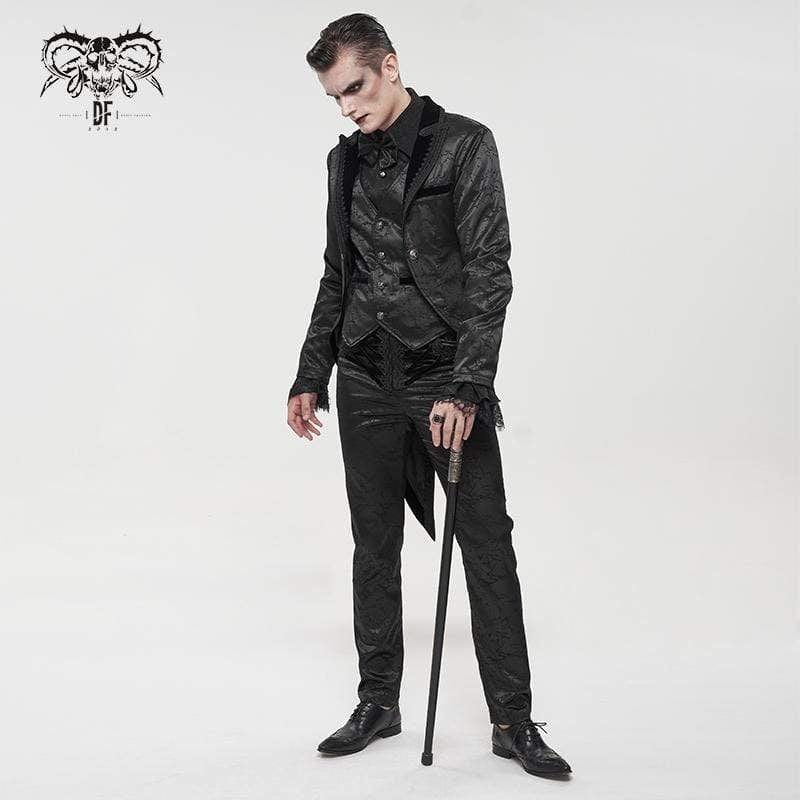 Drezden Goth Men's Gothic Floral Zipper Pants Black